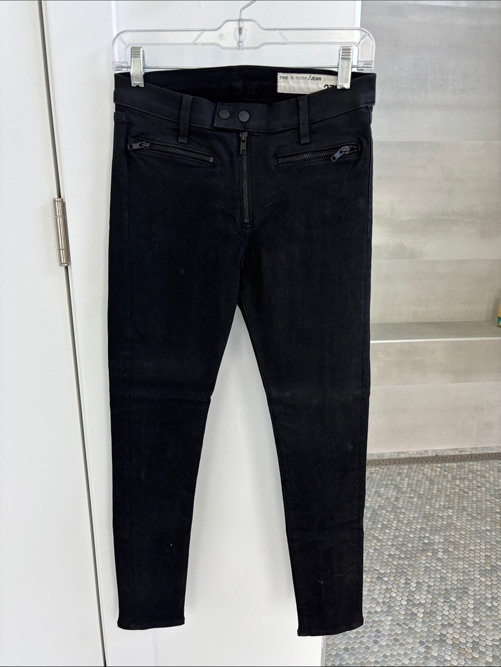 Black Skinny Zip Pocket Jeans Rag and Bone